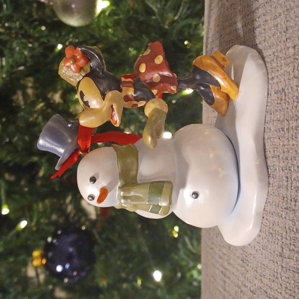 Retro Style 1950s Minnie Mouse & Snowman Christmas Hanging Ornament